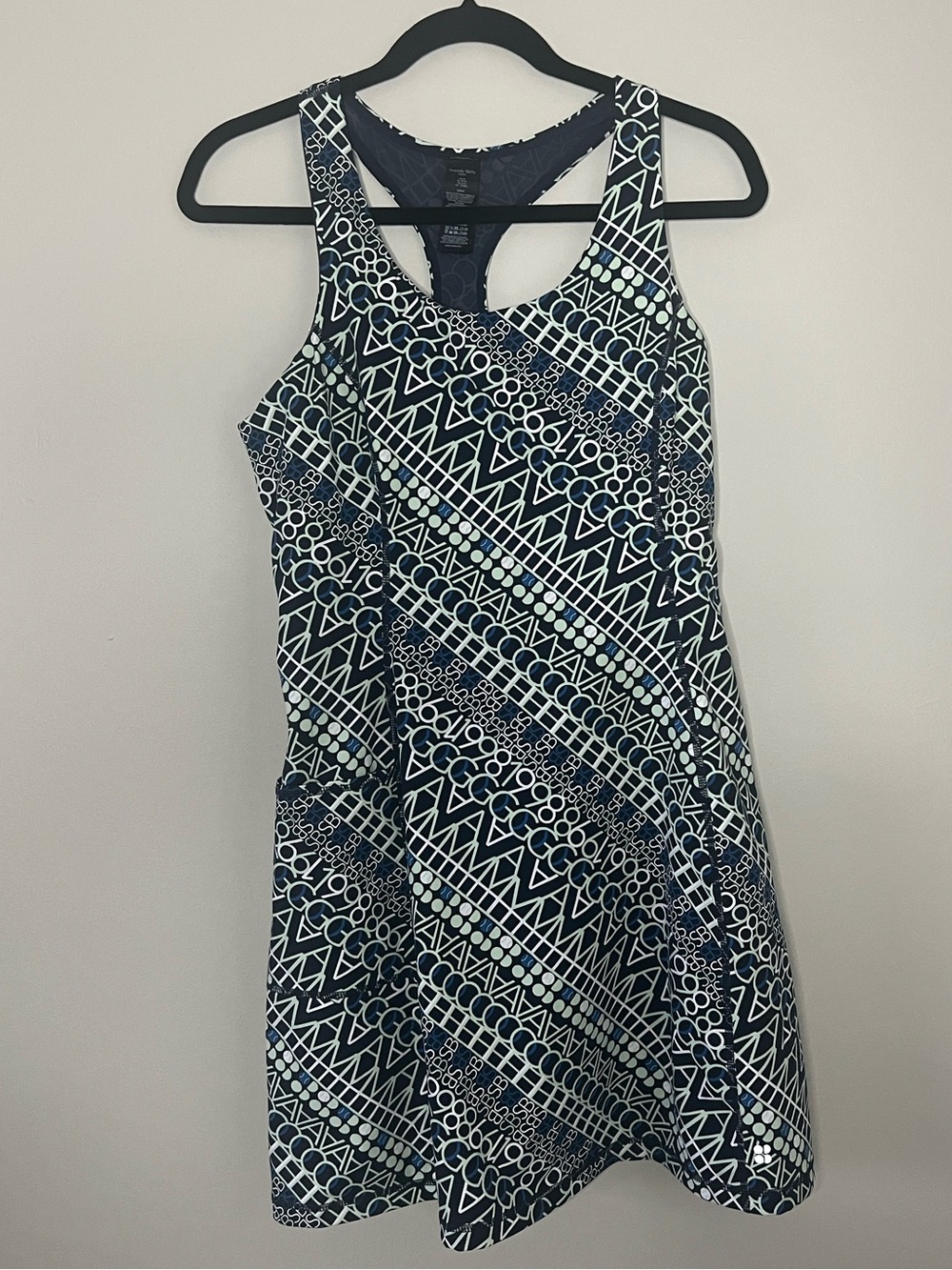 Sweaty Betty Power Workout Dress Blue Geometric Tennis Athletic Dress M (8-10)